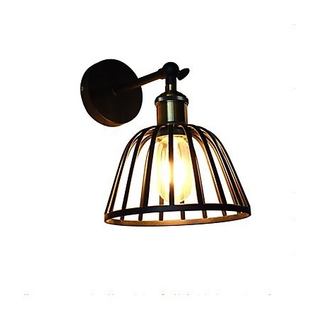 Lámpara de pared de acero pintado con luz, estilo café americano negro tonto, decoración retro, lámpara de sable de luz para pared