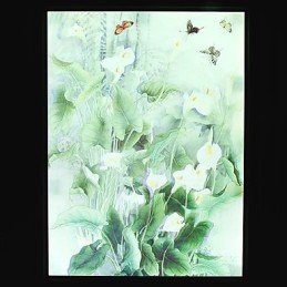 Pintura contemporánea moderna integrada para apliques de pared con luz ambiental.