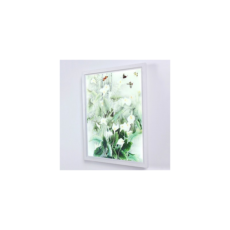 Pintura contemporánea moderna integrada para apliques de pared con luz ambiental.