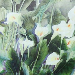Pintura contemporánea moderna integrada para apliques de pared con luz ambiental.