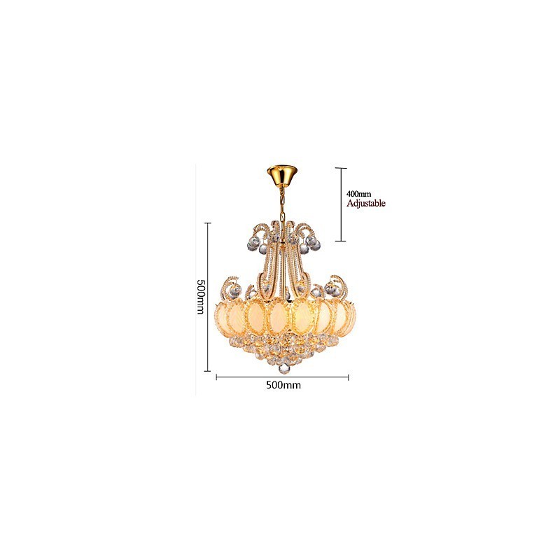 Lámpara colgante de cristal de lujo moderna, diámetro 50 cm, contiene 8 bombillas.