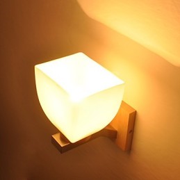 Lámpara de pared sencilla, lámpara de noche, lámpara de escritorio con pantalla de vidrio y madera maciza para dormitorio, tocador, sala de estar, habitación de bebé, dormitorio universitario, mesa de centro, librería