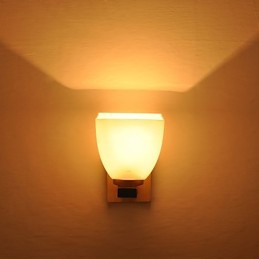 Lámpara de pared sencilla, lámpara de noche, lámpara de escritorio con pantalla de vidrio y madera maciza para dormitorio, tocador, sala de estar, habitación de bebé, dormitorio universitario, mesa de centro, librería
