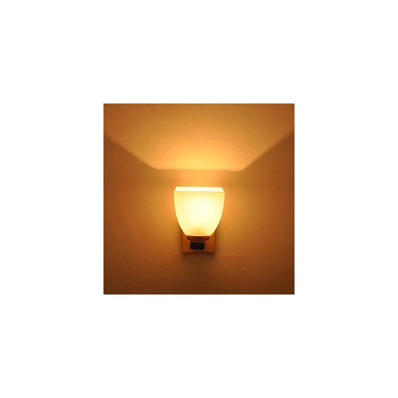 Lámpara de pared sencilla, lámpara de noche, lámpara de escritorio con pantalla de vidrio y madera maciza para dormitorio, tocador, sala de estar, habitación de bebé, dormitorio universitario, mesa de centro, librería