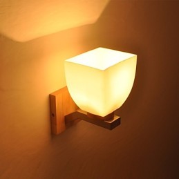 Lámpara de pared sencilla, lámpara de noche, lámpara de escritorio con pantalla de vidrio y madera maciza para dormitorio, tocador, sala de estar, habitación de bebé, dormitorio universitario, mesa de centro, librería