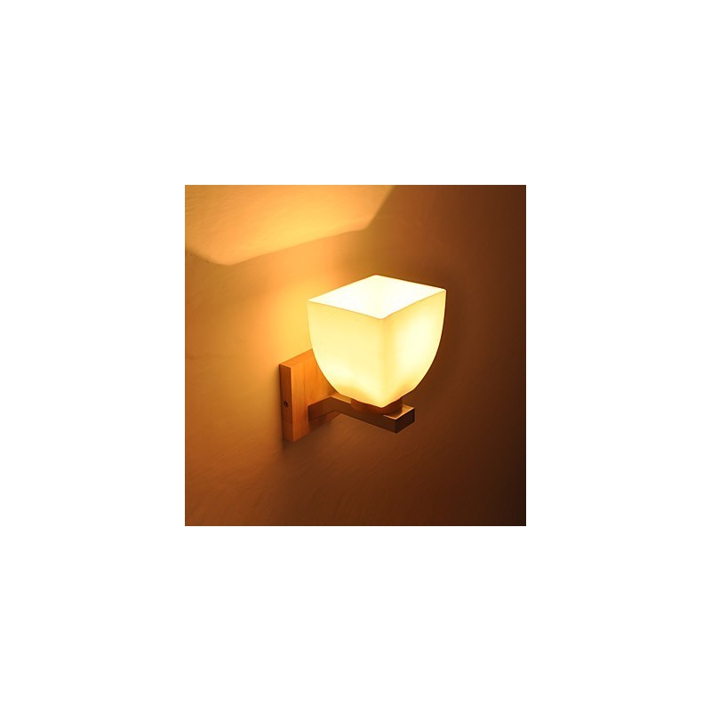 Lámpara de pared sencilla, lámpara de noche, lámpara de escritorio con pantalla de vidrio y madera maciza para dormitorio, tocador, sala de estar, habitación de bebé, dormitorio universitario, mesa de centro, librería