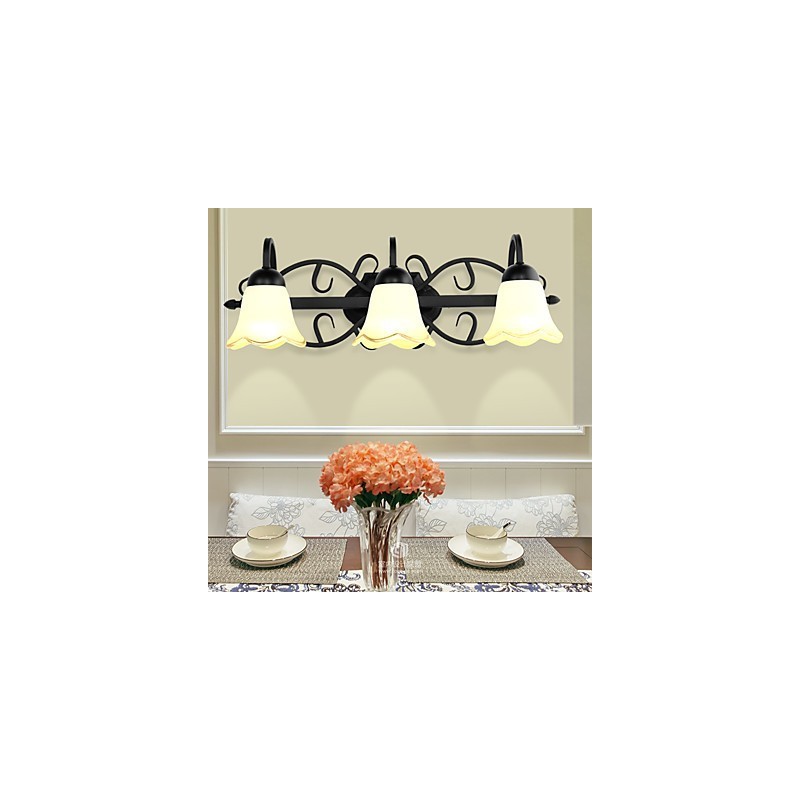 Lámpara de pared de baño con iluminación empotrada de estilo rústico galvanizado.