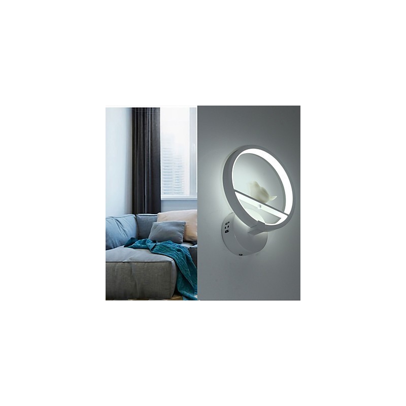 Lámpara de luz ambiental con brazo oscilante, moderna y contemporánea, con pintura contemporánea integrada.