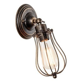 Aplique de pared vintage industrial, lámpara de pared con jaula de alambre de metal negro