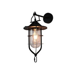 Lámpara de pared de acero pintado con luz, estilo café americano negro tonto, decoración retro, lámpara de sable de luz para pared