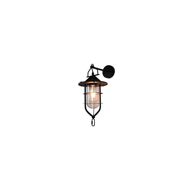 Lámpara de pared de acero pintado con luz, estilo café americano negro tonto, decoración retro, lámpara de sable de luz para pared