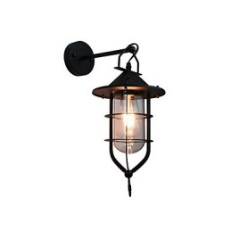 Lámpara de pared de acero pintado con luz, estilo café americano negro tonto, decoración retro, lámpara de sable de luz para pared