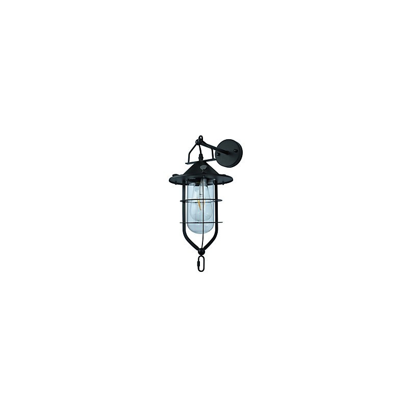 Lámpara de pared de acero pintado con luz, estilo café americano negro tonto, decoración retro, lámpara de sable de luz para pared
