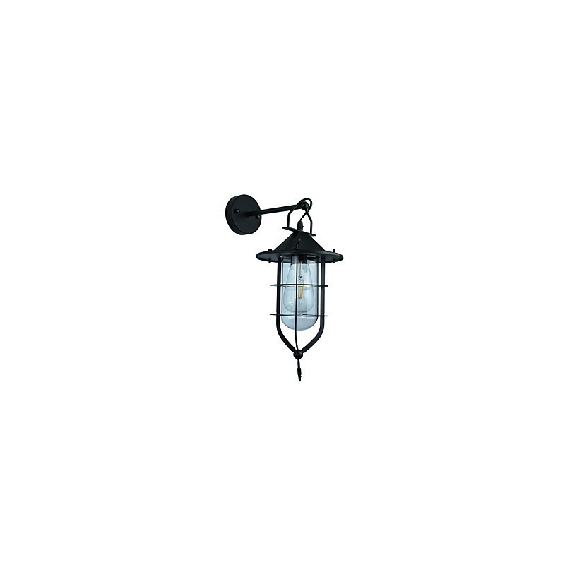 Lámpara de pared de acero pintado con luz, estilo café americano negro tonto, decoración retro, lámpara de sable de luz para pared