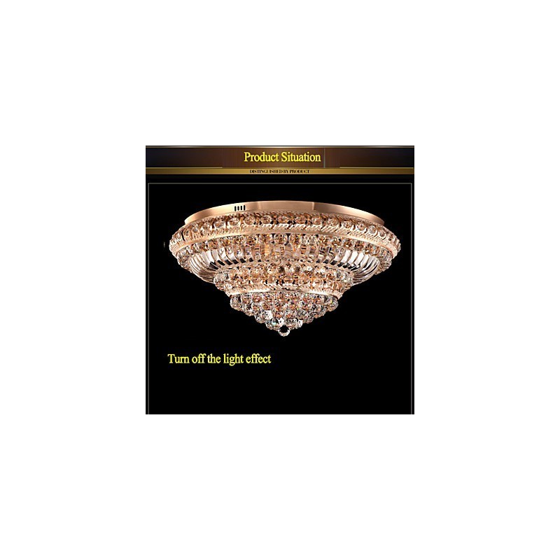 Lámpara de techo de cristal de lujo moderna con cúpula absorbente de luz, diámetro de 60 cm