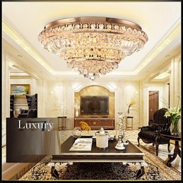 Lámpara de techo de cristal de lujo moderna con cúpula absorbente de luz, diámetro de 60 cm