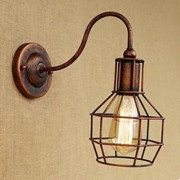 Lámpara de pared americana de brazo largo con diseño nostálgico y retro, creativa, de color óxido, para estudio o sala de estar.