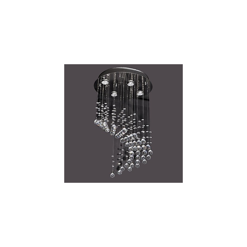 Lámpara de techo moderna contemporánea de metal cromado y cristal