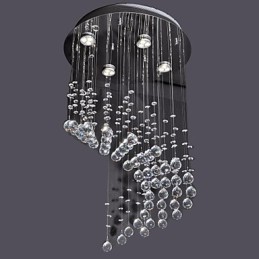 Lámpara de techo moderna contemporánea de metal cromado y cristal