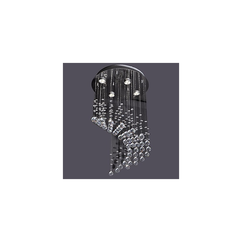 Lámpara de techo moderna contemporánea de metal cromado y cristal