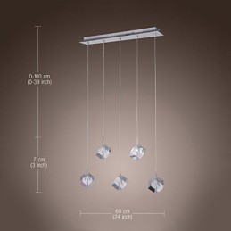 Lámpara colgante moderna contemporánea de cristal de isla en cromo