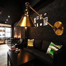 Aplique de pared de metal vintage, lámpara de pared industrial retro con pantalla ajustable, accesorios de iluminación nocturna