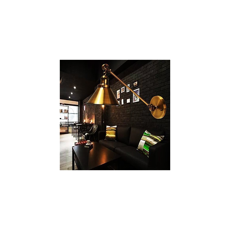 Aplique de pared de metal vintage, lámpara de pared industrial retro con pantalla ajustable, accesorios de iluminación nocturna