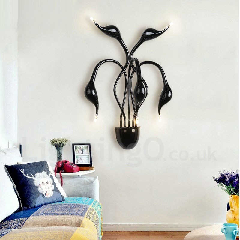 Aplique de pared con luz ambiental moderna y contemporánea en varios colores Swan Head