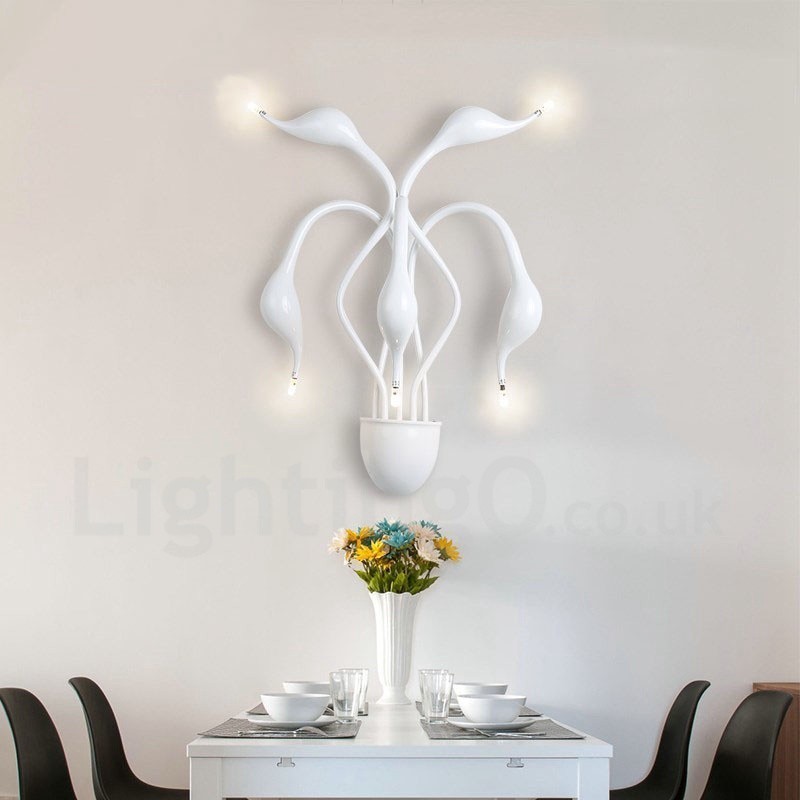 Aplique de pared con luz ambiental moderna y contemporánea en varios colores Swan Head