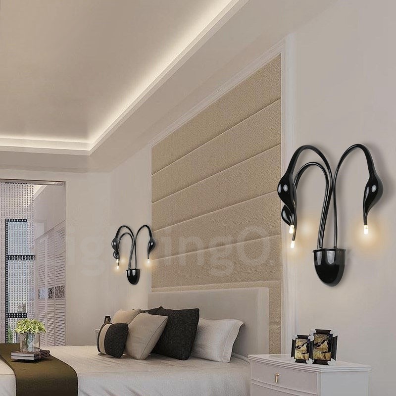Aplique de pared con luz ambiental moderna y contemporánea en varios colores Swan Head