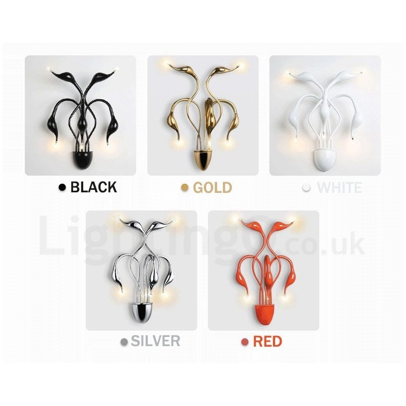 Aplique de pared con luz ambiental moderna y contemporánea en varios colores Swan Head