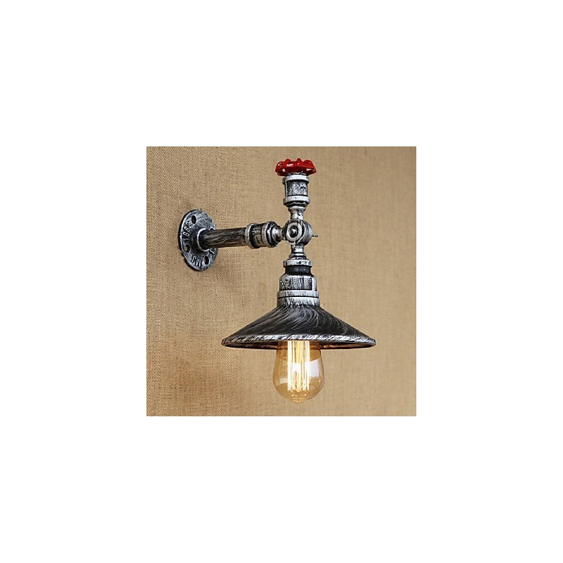 Aplique de pared con luz ambiental de estilo rústico tipo cabaña, color plateado