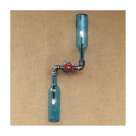 Aplique de pared de latón rústico Lodge para luz ambiental, luz de pared azul