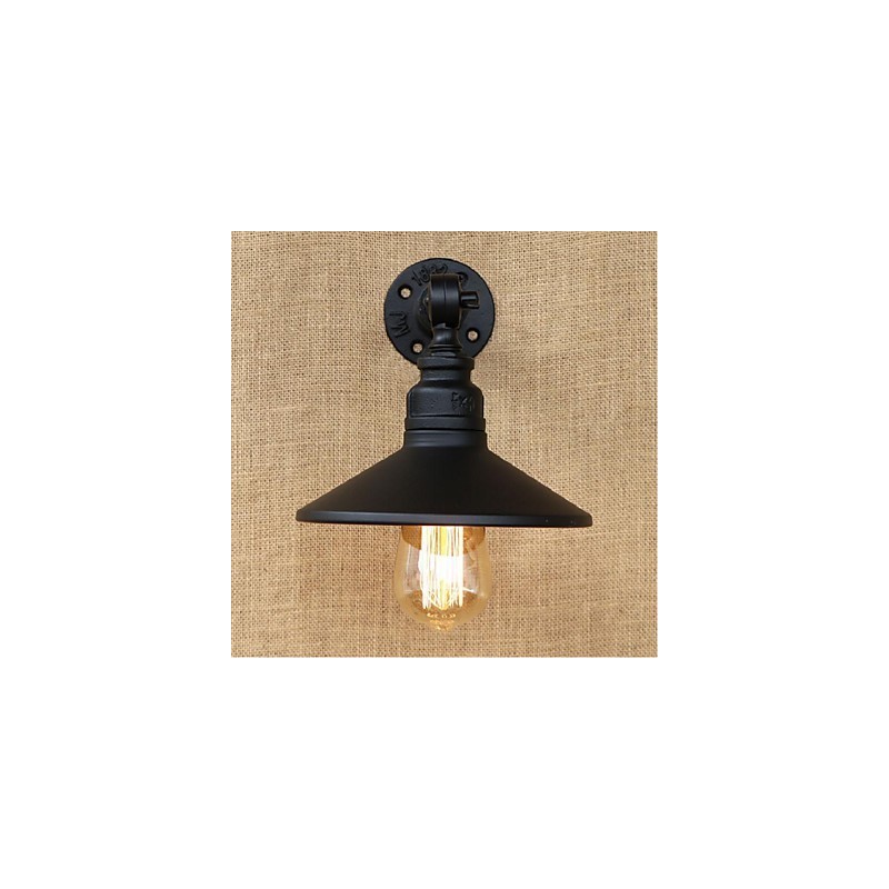 Lámpara de pared de tubería de agua nórdica de estilo industrial, luz de pared negra