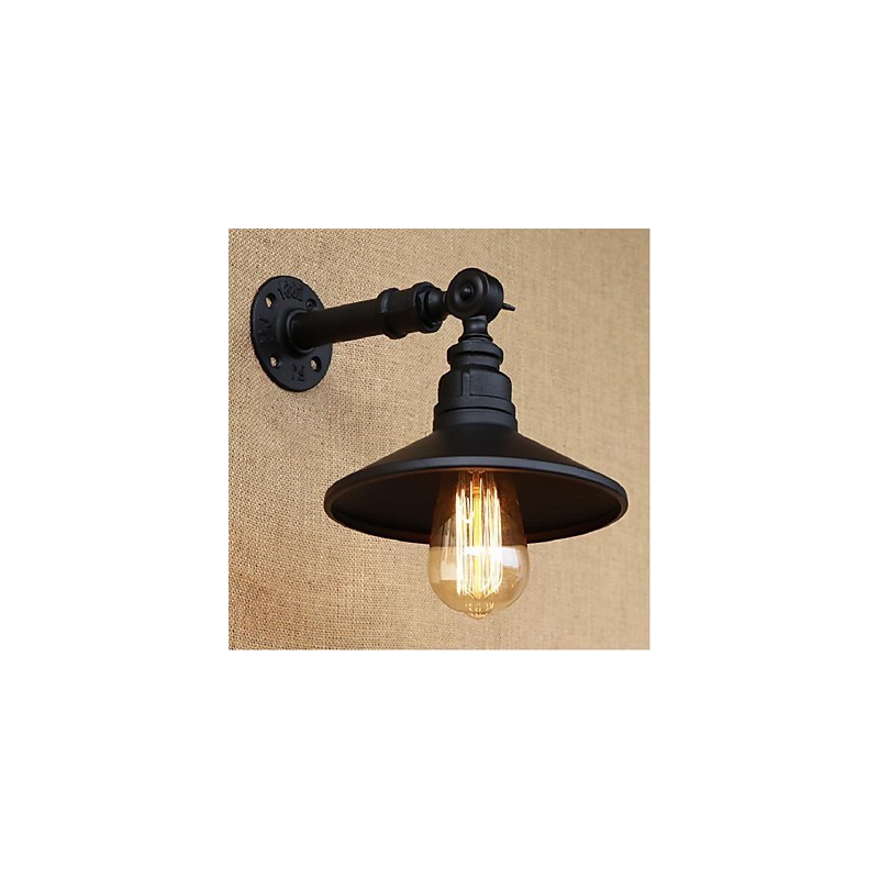 Lámpara de pared de tubería de agua nórdica de estilo industrial, luz de pared negra