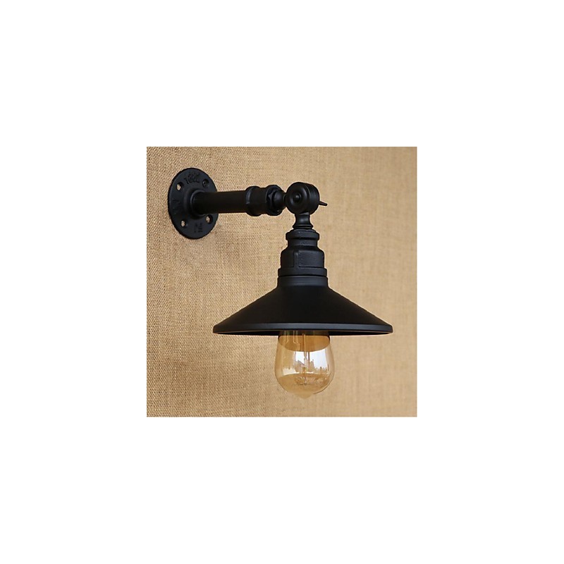 Lámpara de pared de tubería de agua nórdica de estilo industrial, luz de pared negra