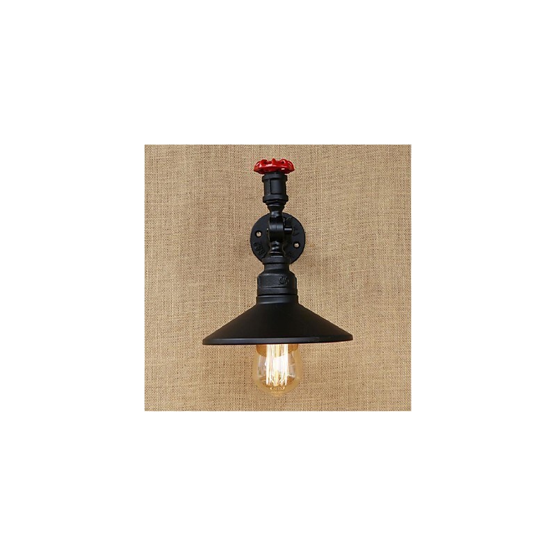 Aplique de pared con luz ambiental de estilo rústico tipo cabaña, color negro