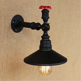 Aplique de pared con luz ambiental de estilo rústico tipo cabaña, color negro