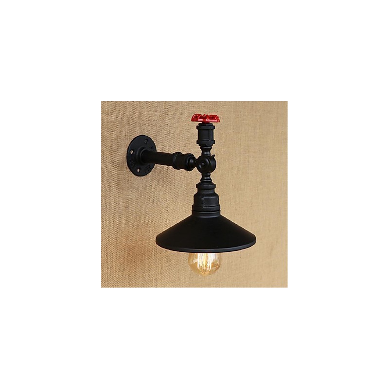 Aplique de pared con luz ambiental de estilo rústico tipo cabaña, color negro