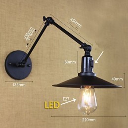 Apliques de pared con luz descendente de brazo oscilante estilo mini con pintura rústica