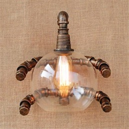 Aplique de pared rústico de latón antiguo estilo campestre para iluminación ambiental.
