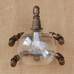 Aplique de pared rústico de latón antiguo estilo campestre para iluminación ambiental.