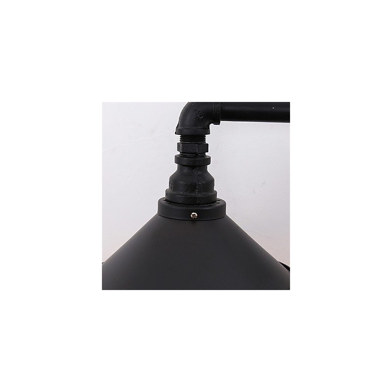 Lámpara de pared de tubo industrial vintage con pantalla de metal negro para decoración de restaurantes, cafeterías y bares, con 2 luces y acabado pintado.