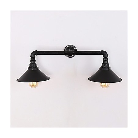 Lámpara de pared de tubo industrial retro de 2 cabezales, sencilla, de metal negro, para loft, comedor, cocina, bar, cafetería, decoración, iluminación Lámpara de pared de tubo industrial retro de 2 cabezales, sencilla, de metal negro, para loft, comedor, cocina, bar, cafetería, decoración, iluminación