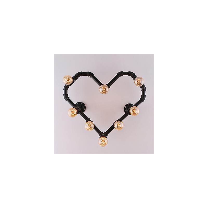 Lámpara de pared creativa con forma de corazón y tubería de agua vintage, estilo industrial, para sala de estar, restaurante, bar, cafetería, decoración de pared.