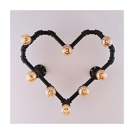 Lámpara de pared creativa con forma de corazón y tubería de agua vintage, estilo industrial, para sala de estar, restaurante, bar, cafetería, decoración de pared. Lámpara de pared creativa con forma de corazón y tubería de agua vintage, estilo industrial, para sala de estar, restaurante, bar, cafetería, decoración de pared.