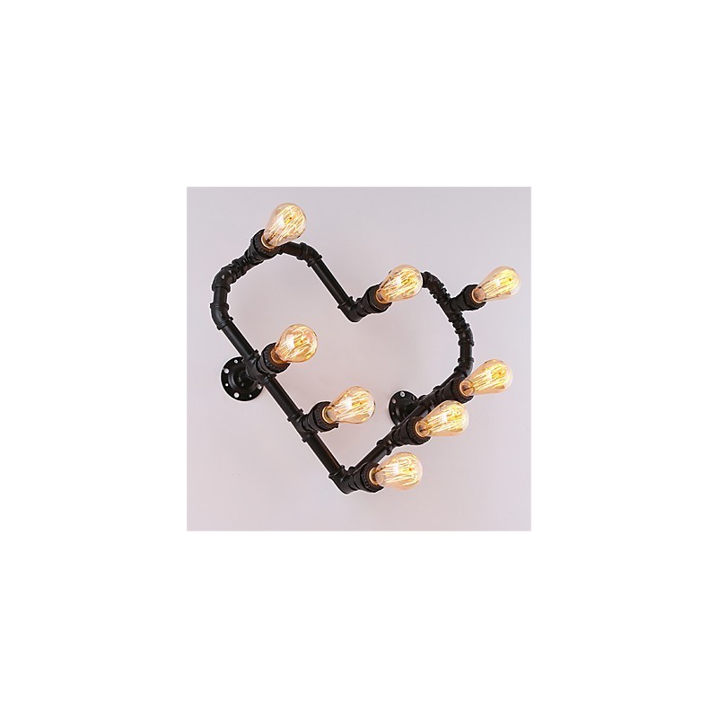 Lámpara de pared creativa con forma de corazón y tubería de agua vintage, estilo industrial, para sala de estar, restaurante, bar, cafetería, decoración de pared.