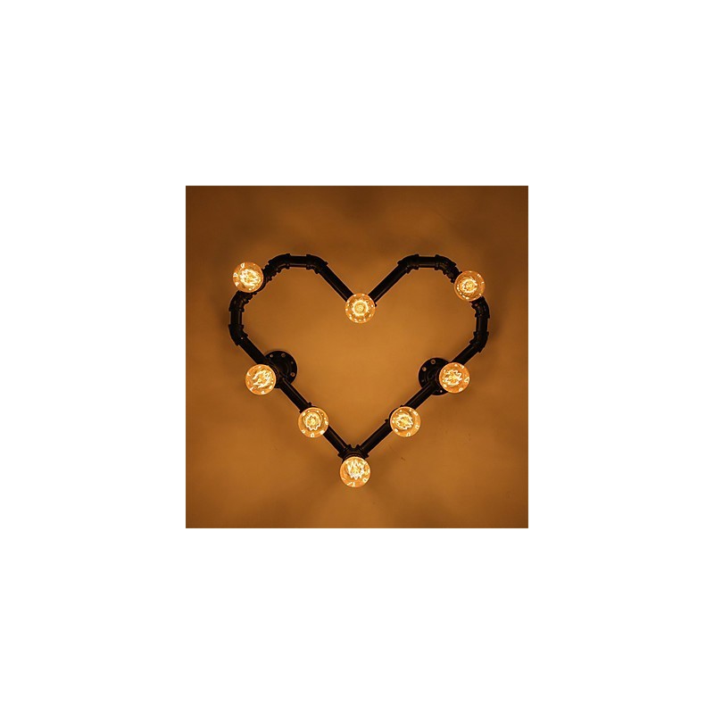 Lámpara de pared creativa con forma de corazón y tubería de agua vintage, estilo industrial, para sala de estar, restaurante, bar, cafetería, decoración de pared.
