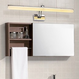 Lámpara de pared moderna y contemporánea integrada en cromo para iluminación ambiental de baño.