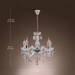 Lámpara de techo cromada Upligh, luz de vela, accesorio acrílico, lámpara colgante